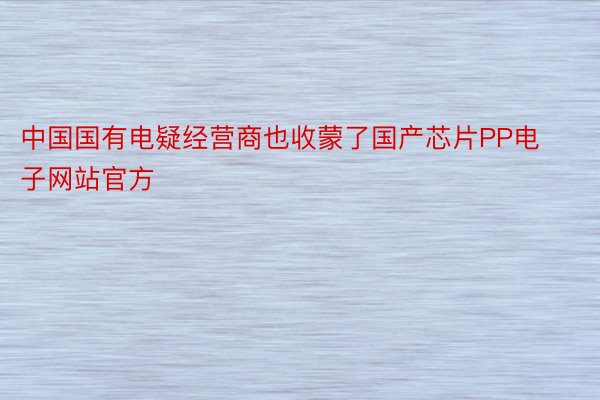 中国国有电疑经营商也收蒙了国产芯片PP电子网站官方